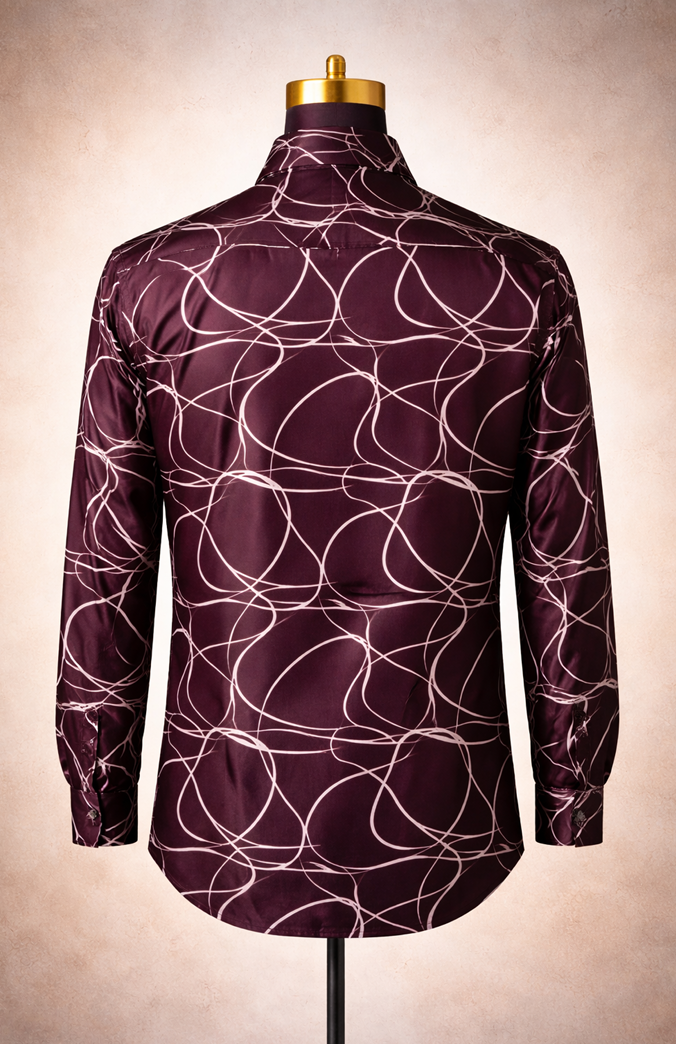 Burgundy Wave Abstract Shirt view 2