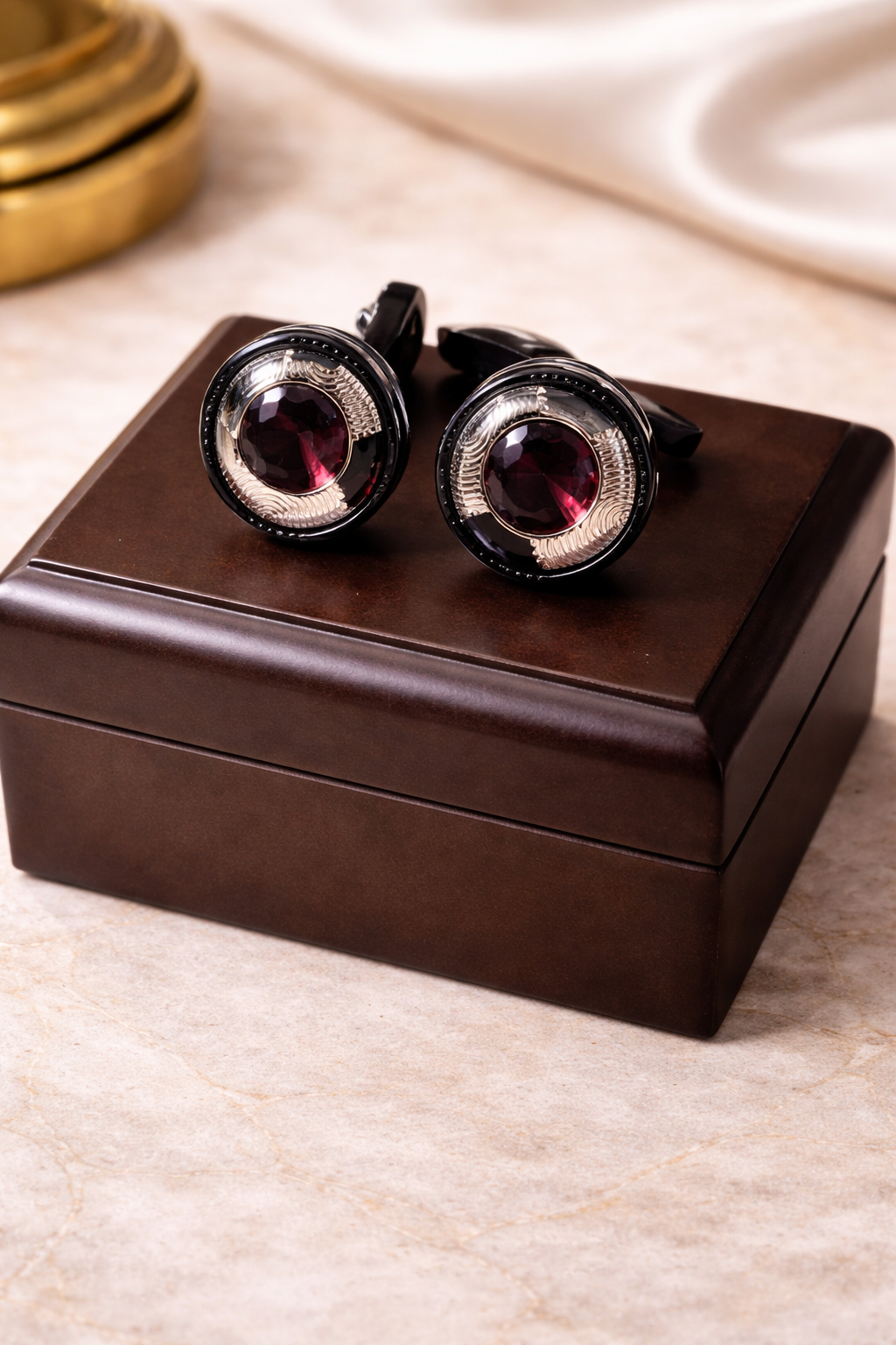 Imperial Garnet Crest Premium Cufflinks