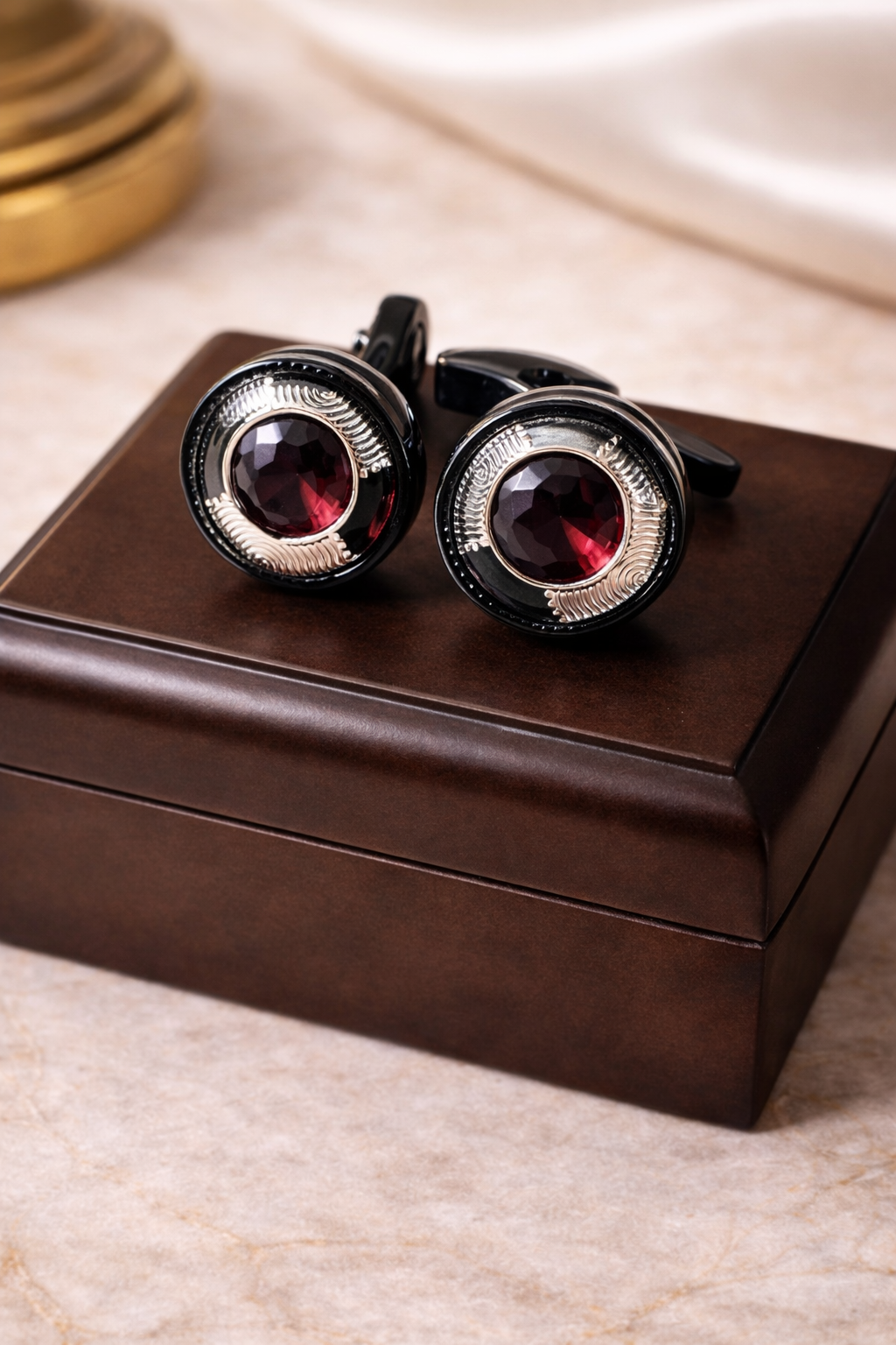 Imperial Garnet Crest Premium Cufflinks view 2