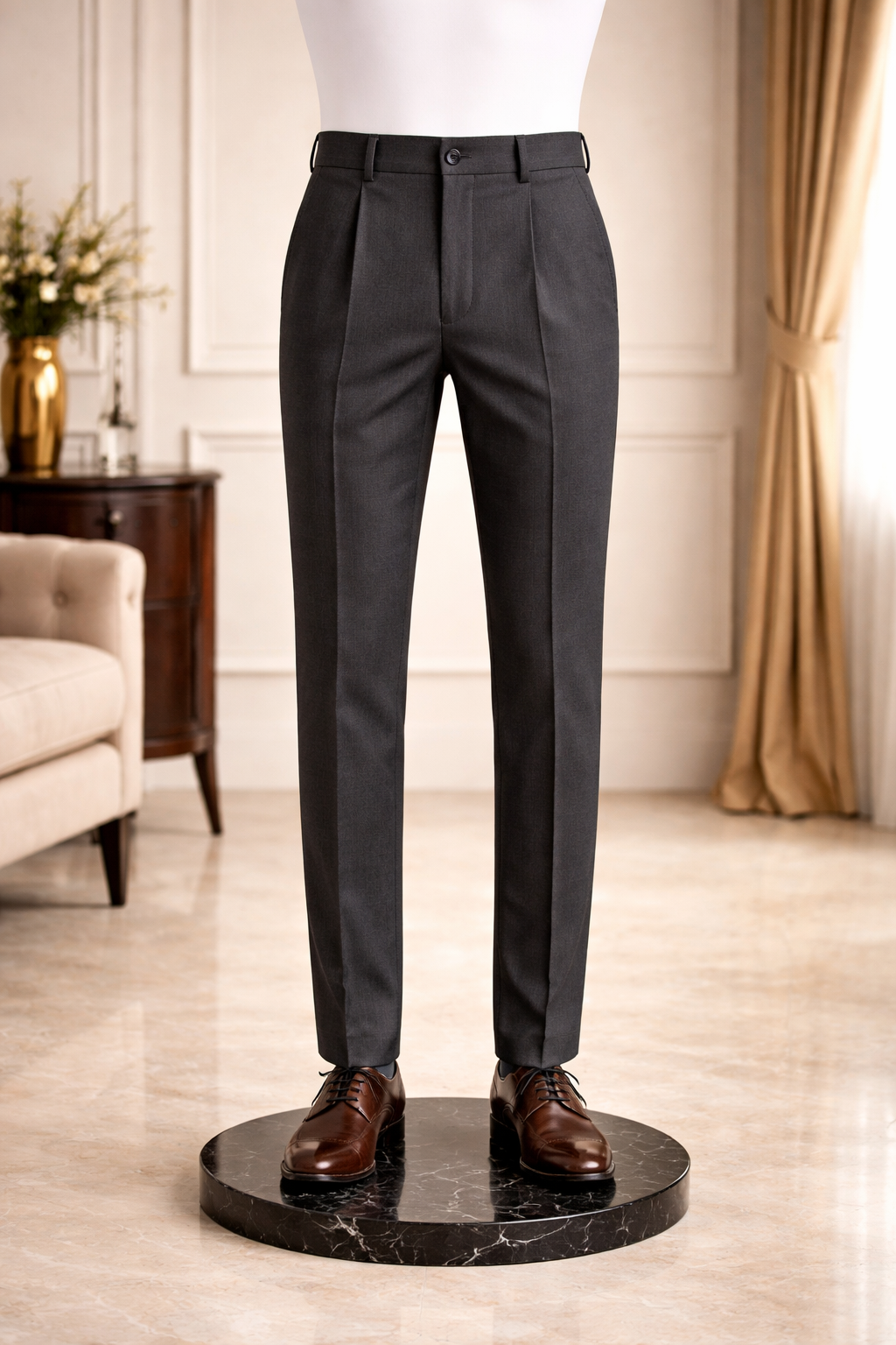 Premium Grey Pleated Trouser view 2