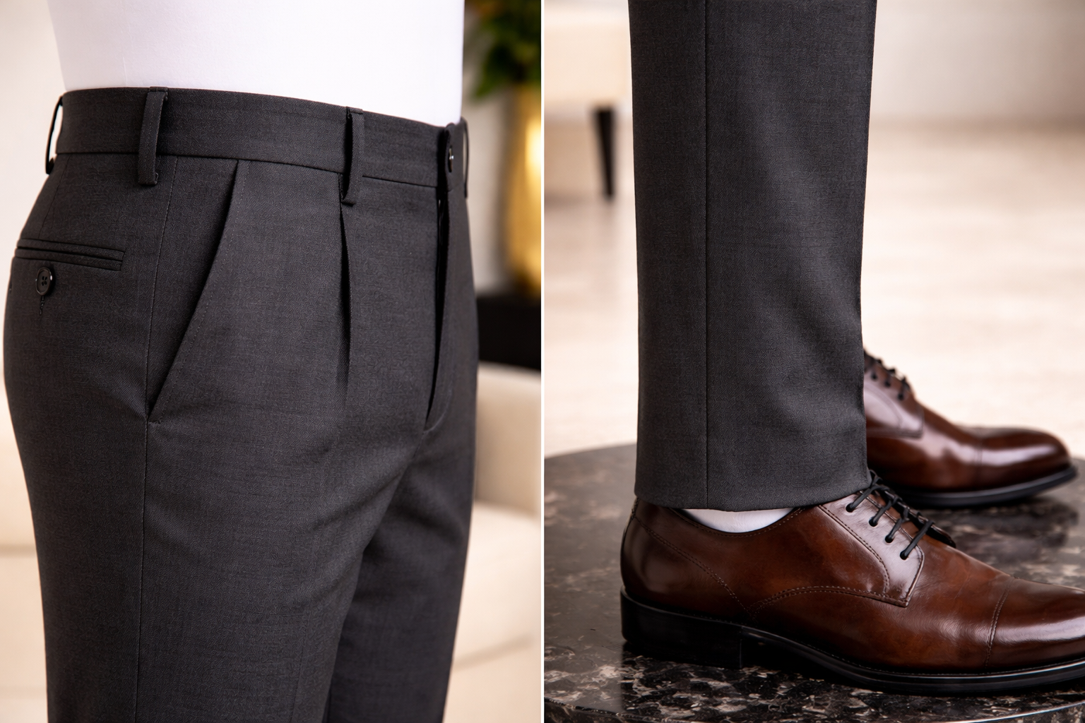 Premium Grey Pleated Trouser view 4