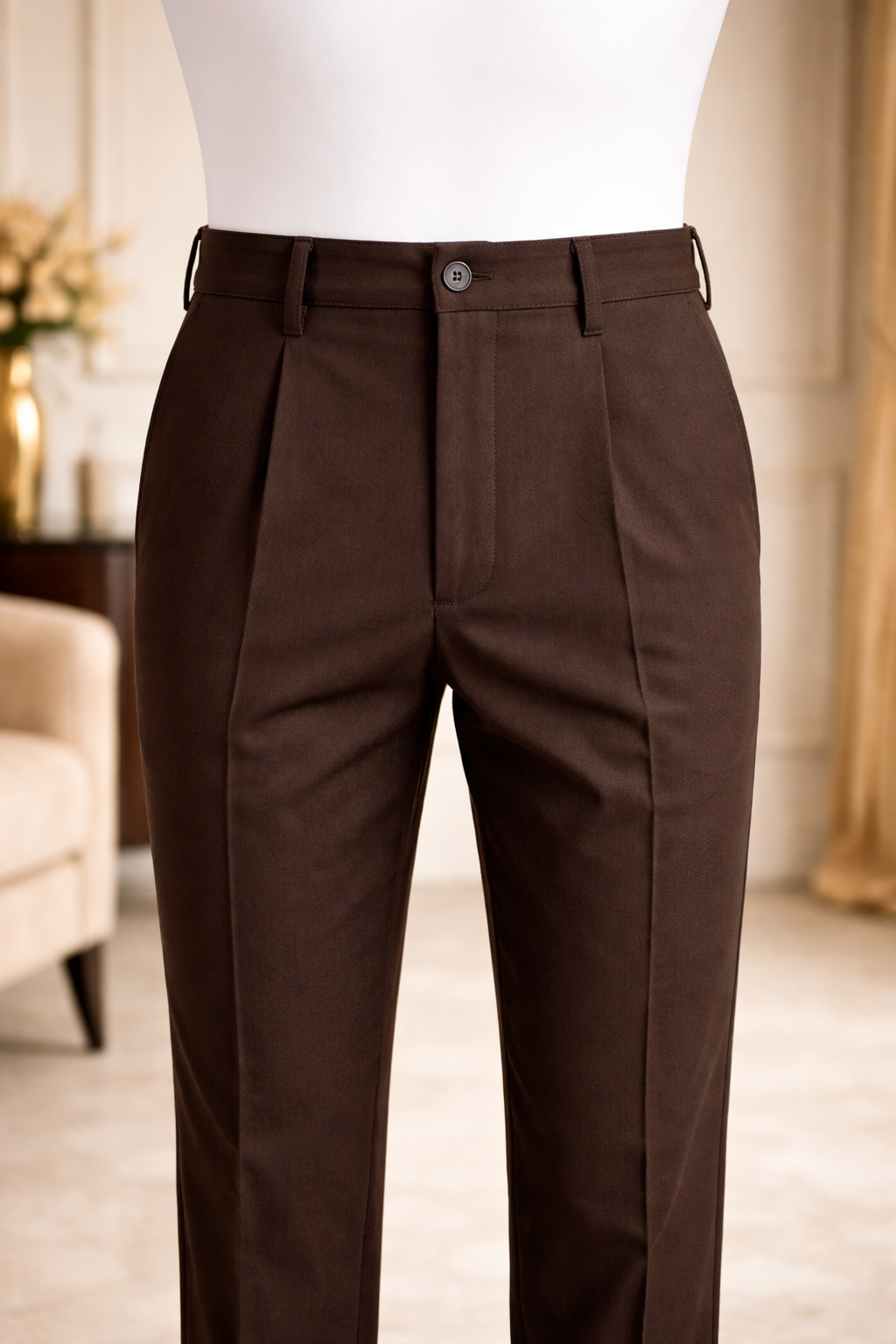 Cocoa Sovereign Pleated Trouser