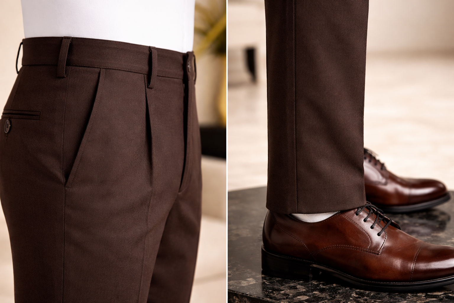 Cocoa Sovereign Pleated Trouser view 4