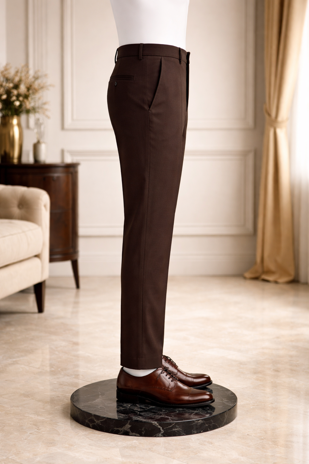 Cocoa Sovereign Pleated Trouser view 5