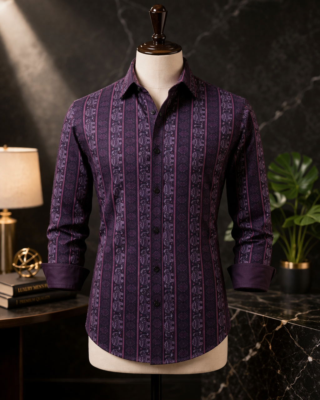 Royal Plum Print Shirt view 4