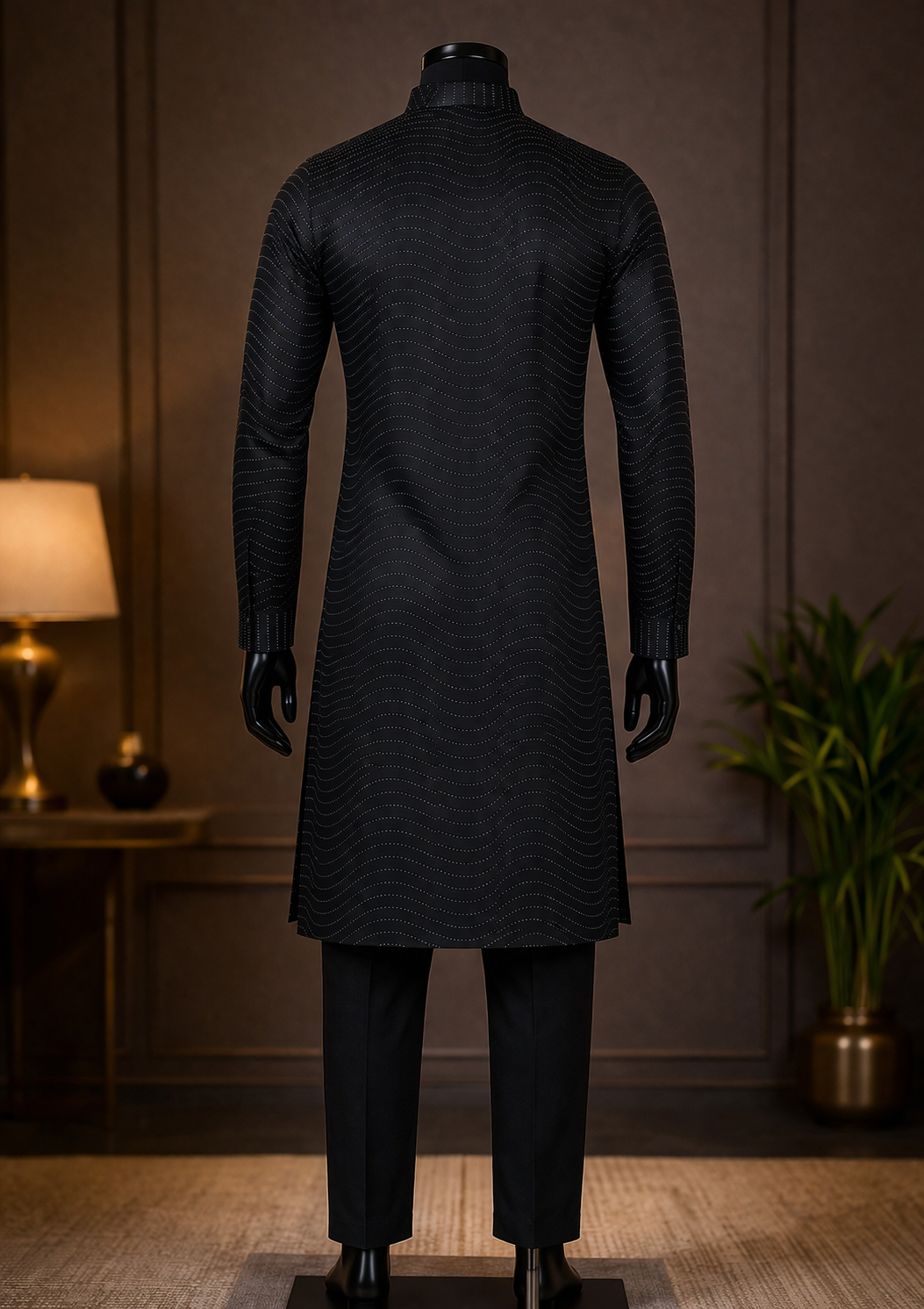 Wavy Black Party Night Kurta Pajama view 2