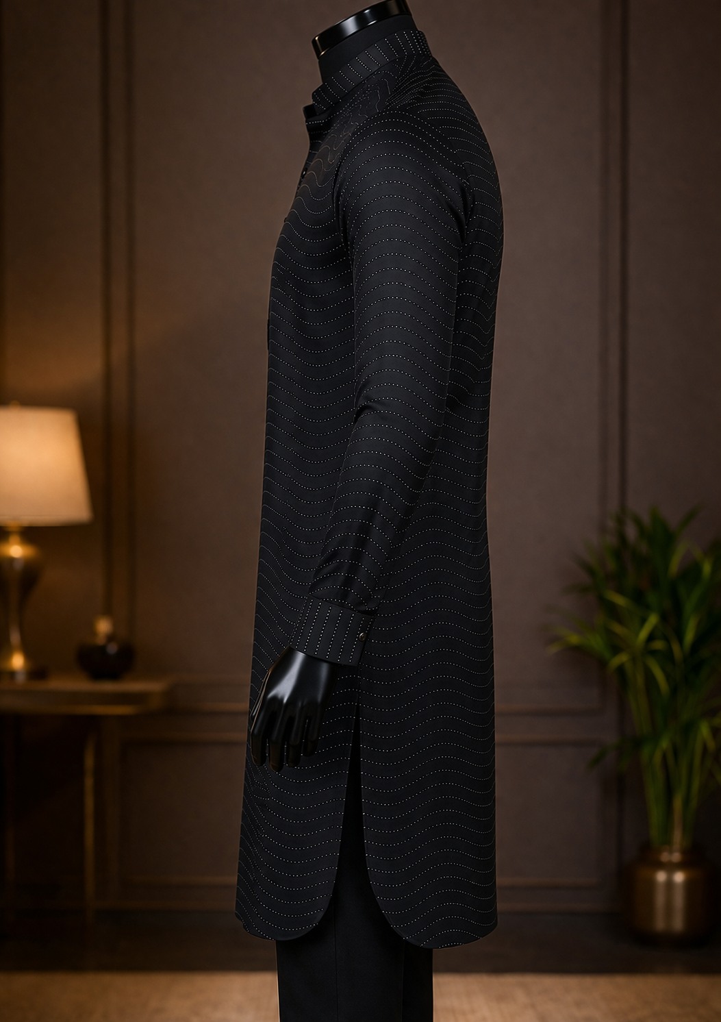 Wavy Black Party Night Kurta Pajama view 5