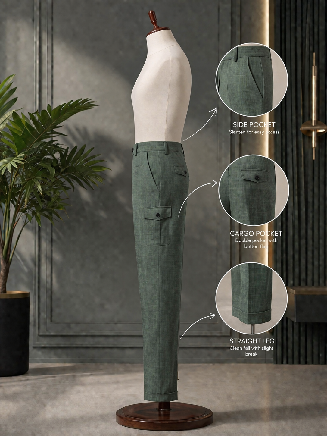 Olive Premium Trouser for Modern Gentleman view 3
