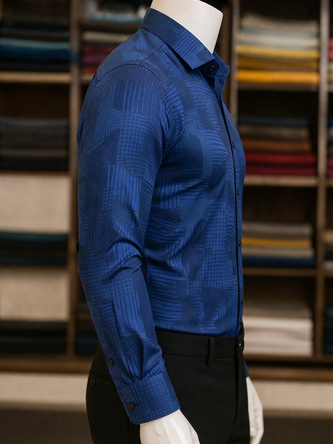 Blue Geometric Shirt view 3