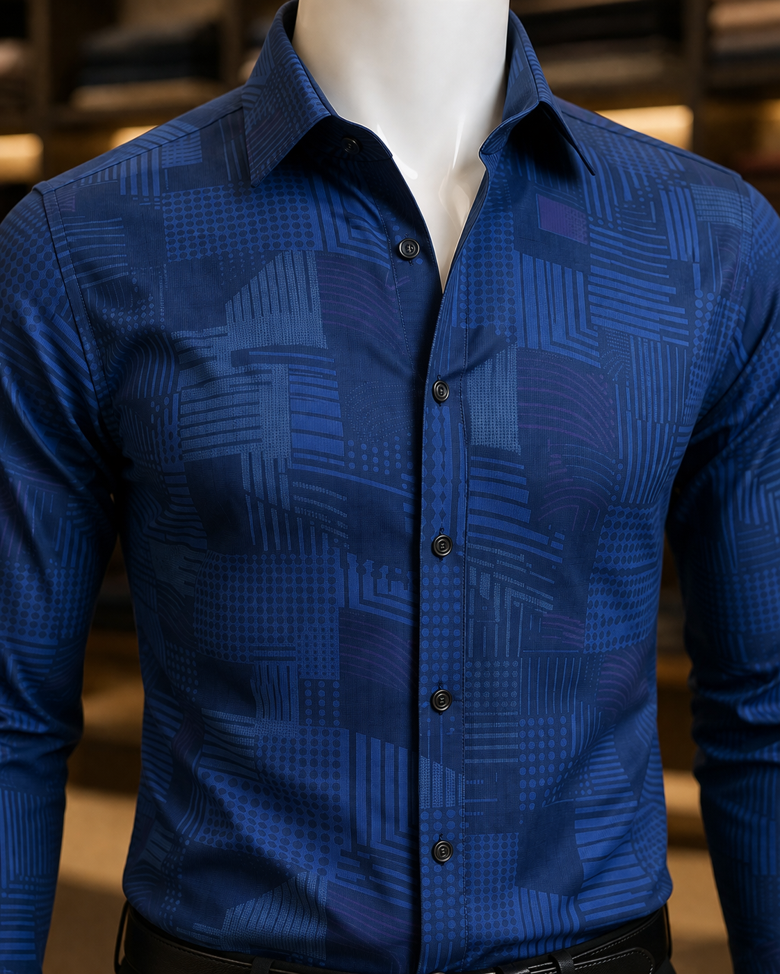 Blue Geometric Shirt view 4