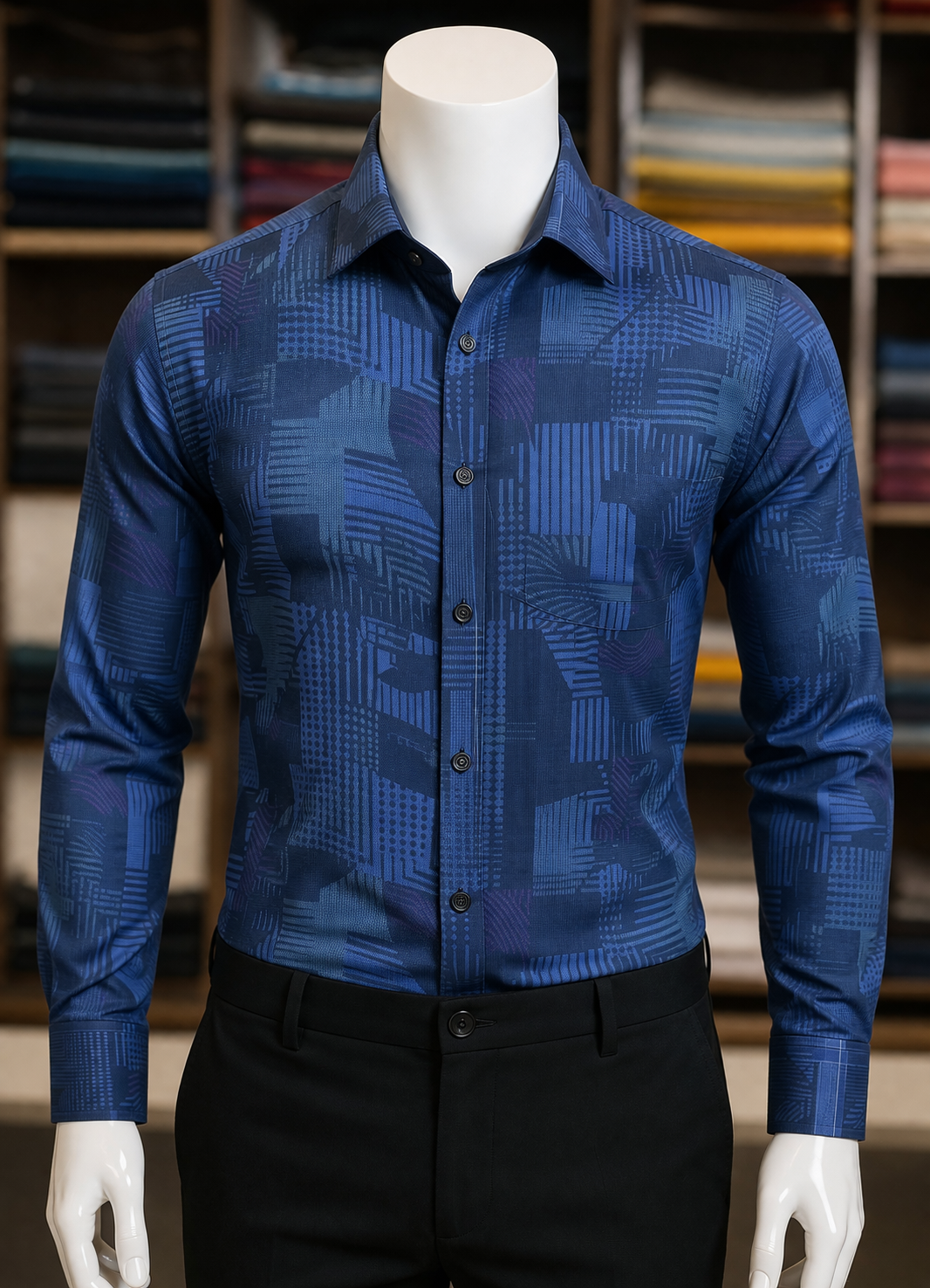 Blue Geometric Shirt view 6