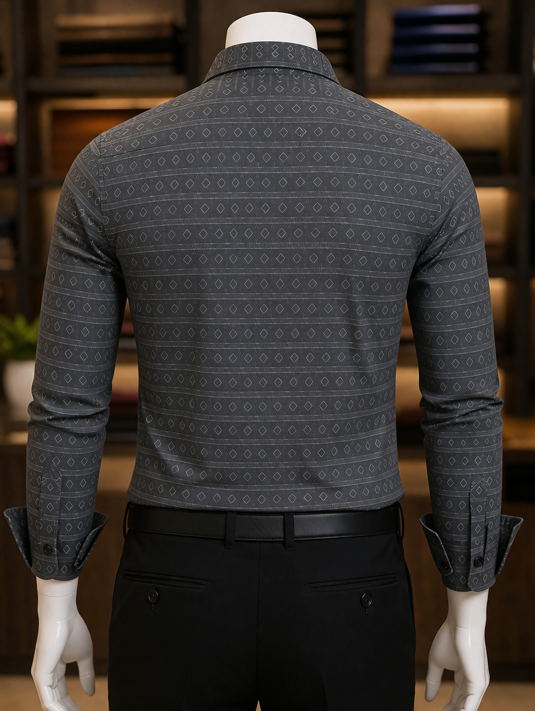 Charcoal Geometric Print Shirt view 4