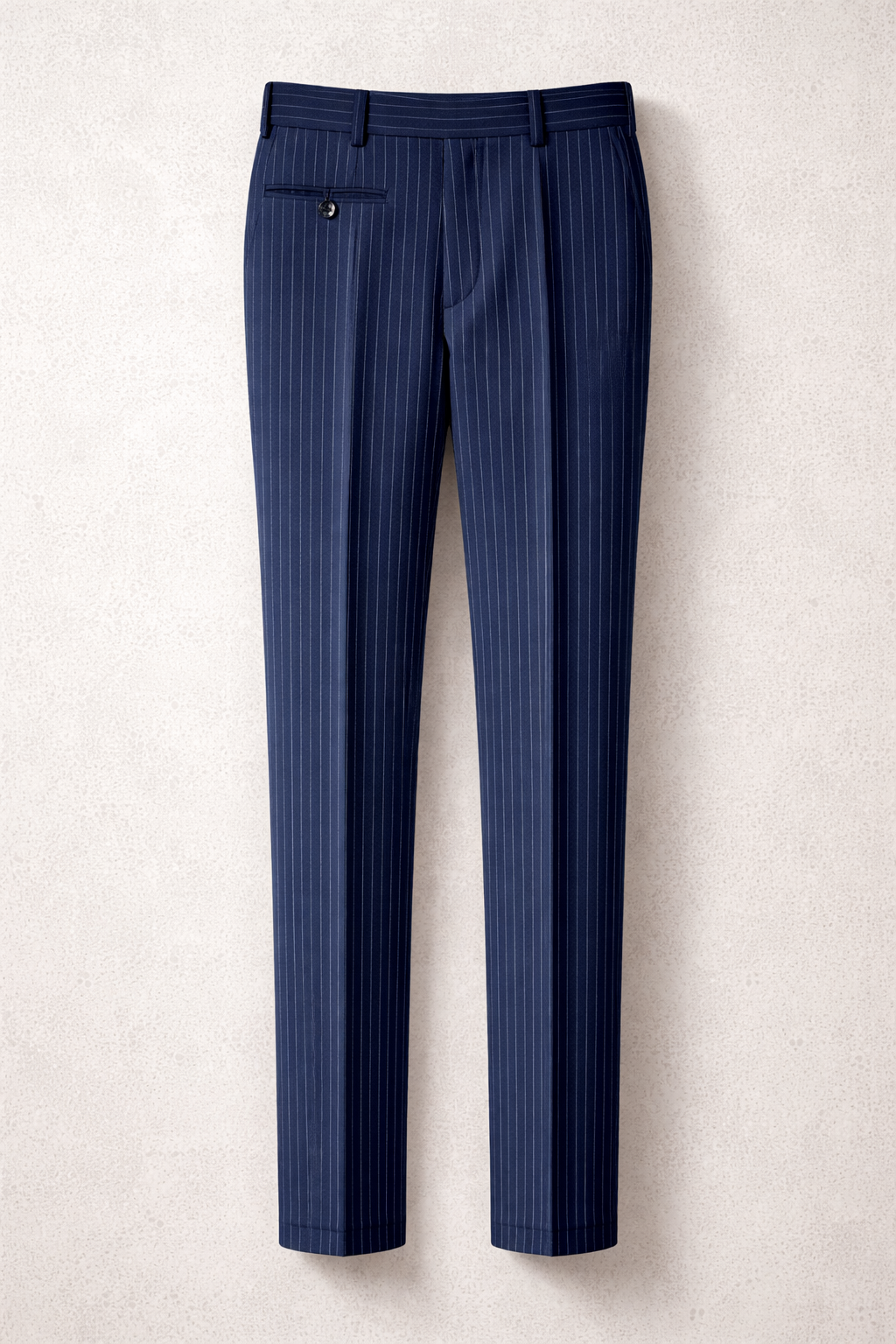 Navy Pinstripe Trousers - Image 1