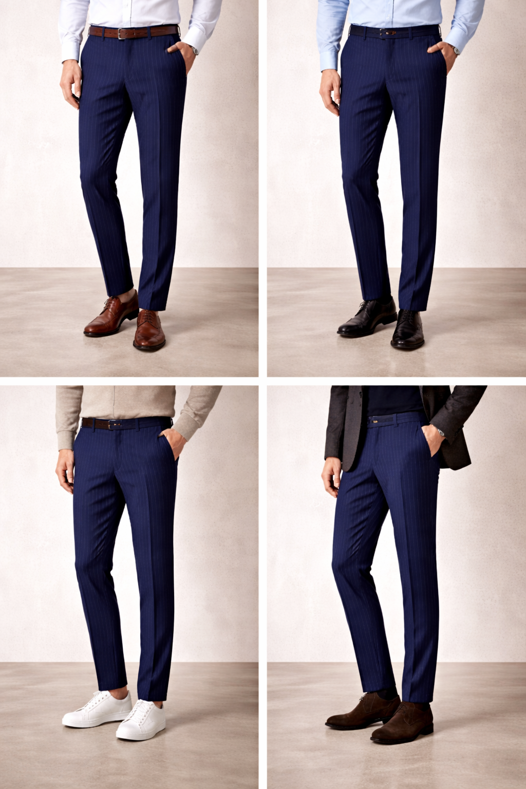 Navy Pinstripe Trousers view 4